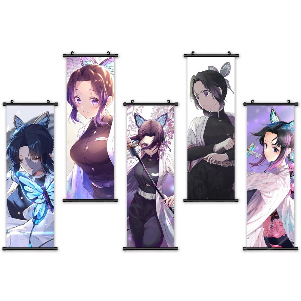 

Printed Pictures Canvas Fashion Home Decor Demon Slayer Poster Plastic Scroll Hanging Painting Anime Wall Art Bedside Background