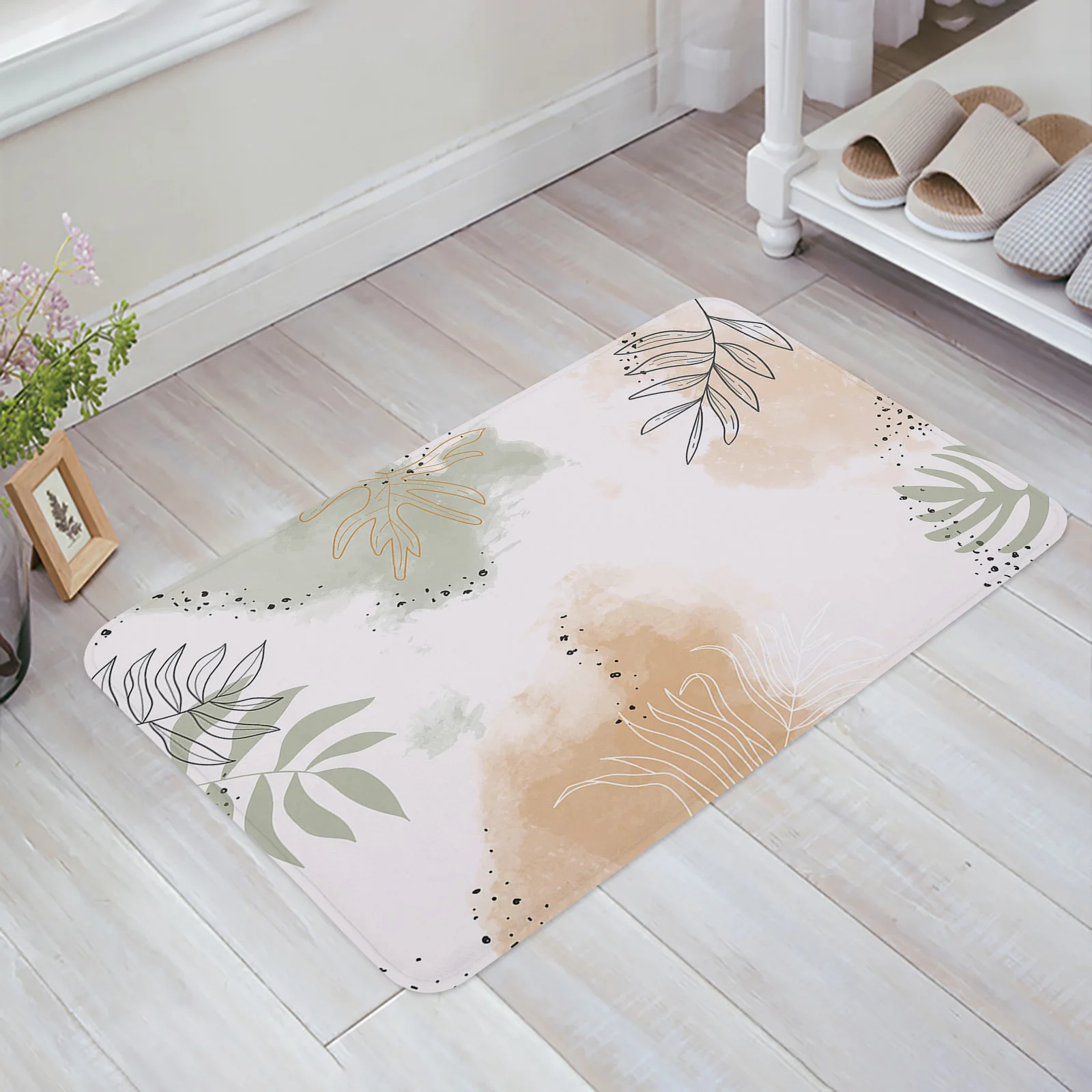 

Tropical Plants Watercolor Abstract Welcome Floor Mats Bathroom Kitchen Carpets Doormats Anti-Slip Floor Mat for Living Room