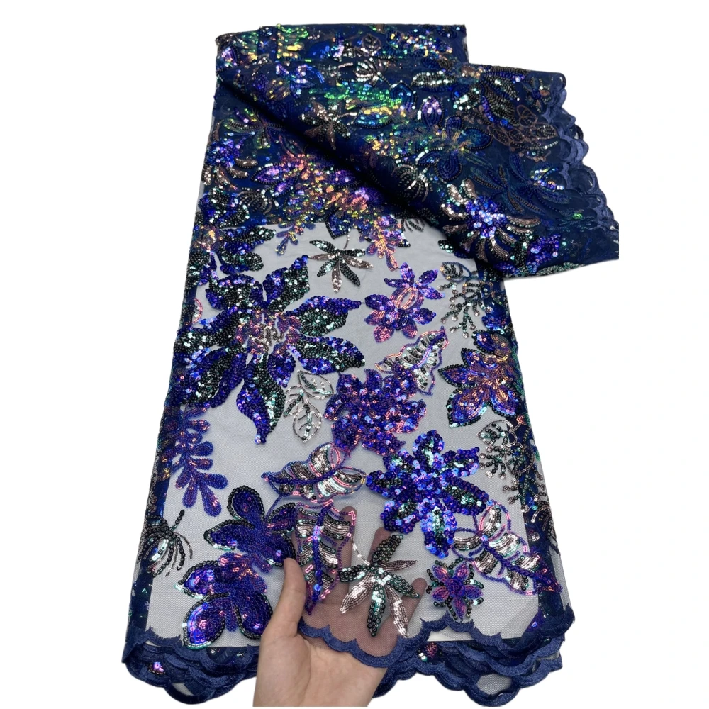 

LJ Beauty Africa Style Sequins Embroidered Gauze Fabrics For Women High Quality Evening Dresses Sewing Net Textile Tulle Laces