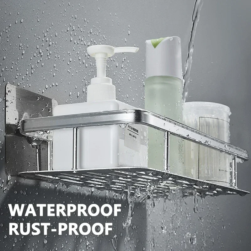 Стеллаж для ванной комнаты полки без сверл Настенная угловая полка держатель