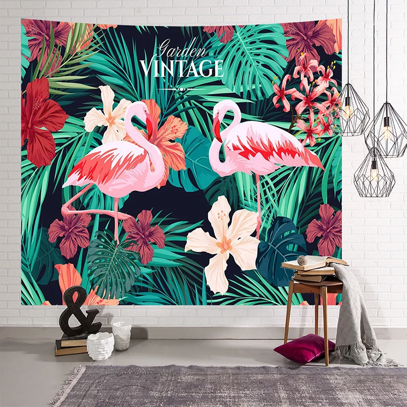 

Flamingo Tapestry Wall Hanging Tapestry Tropical Plant Printed Psychedelic Hippie Tapestries Home Decor Shawl Blanket Bedspread