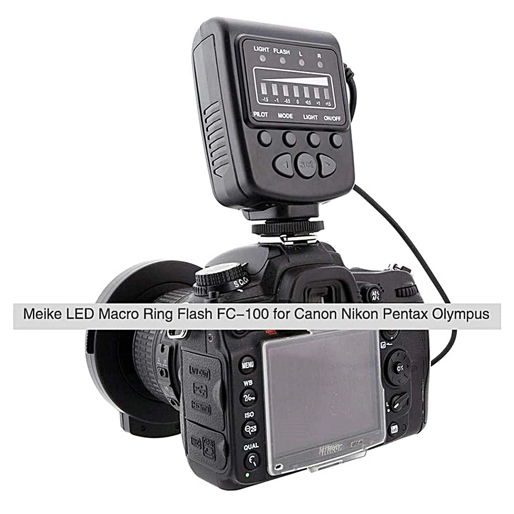 Кольцевая вспышка Meike MK-FC100 Speedlite для камеры Canon Nikon Pentax Fuji Olympus Panasonic с 8 переходными кольцами (art.: 3920cfcdb08ce) - 3920cfcdb08ce