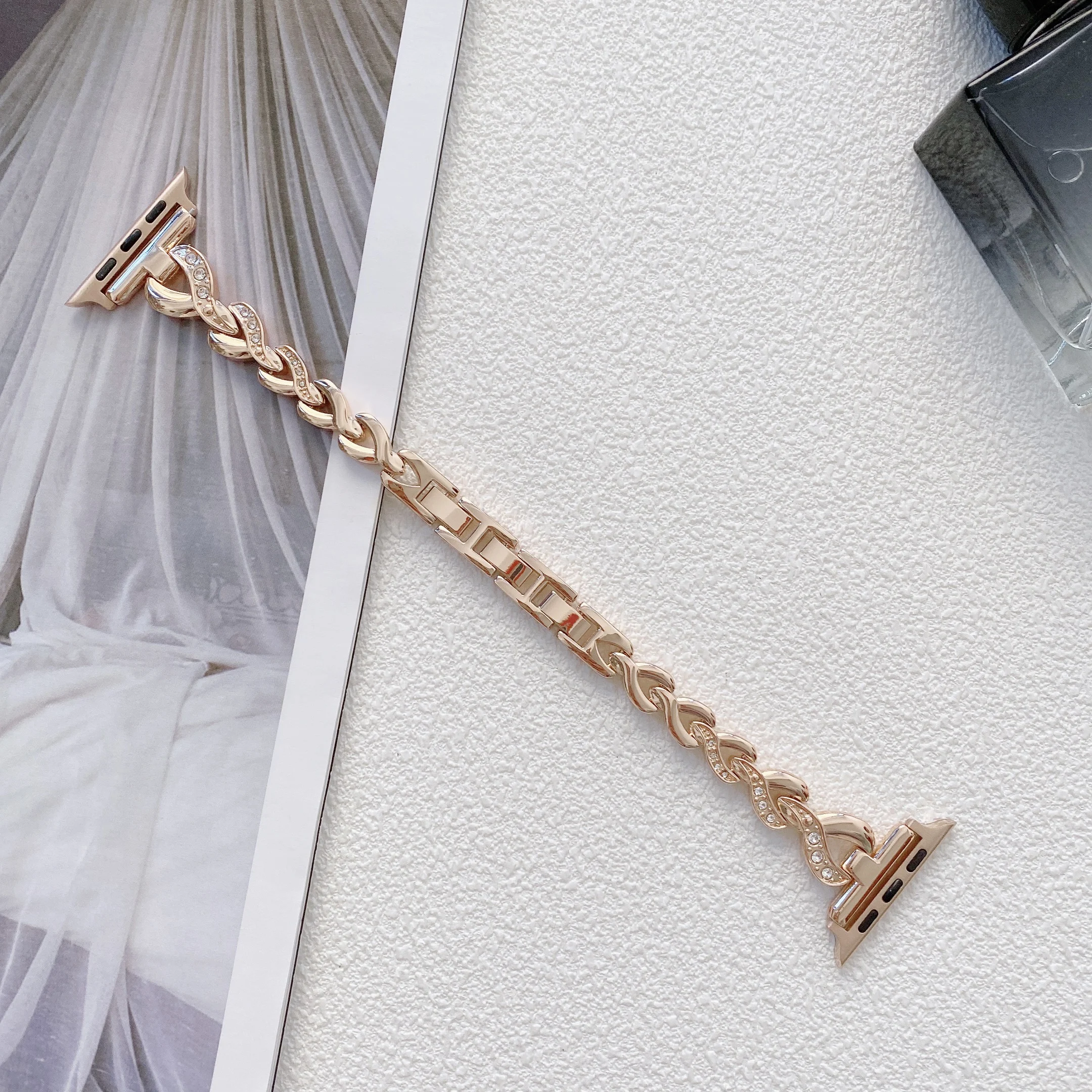 heart diamond shape Strap for Apple Watch 7 Band 41mm 40mm 38mm Metal Stainless Steel Bracelet iWatch SE 6 5 45mm 44mm 42mm belt