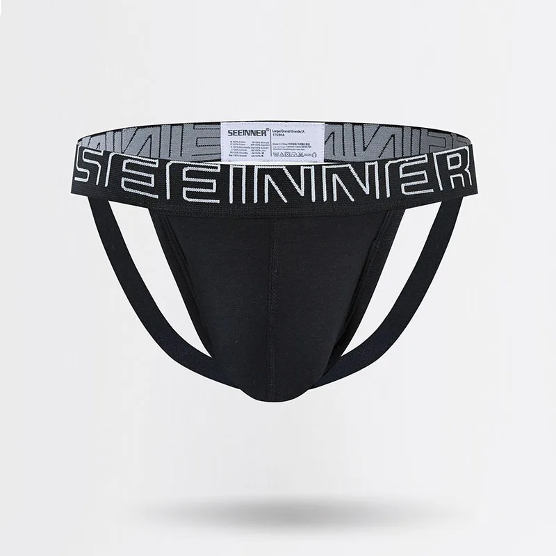 Double G-String Men's Rib Cotton Underwear Pure Cotton Youth Shorts Hollow Bare Hip Men's Sexy Briefs T-Shaped Panties G String