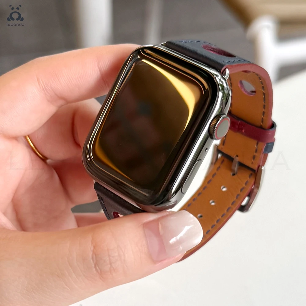 Фото Ливанда Распродажа цена! Ремешок Single Tour Rallye для Apple Watch Series 10, 9, 8776 SE, кожаный ремешок для модного браслета iWatch №5
