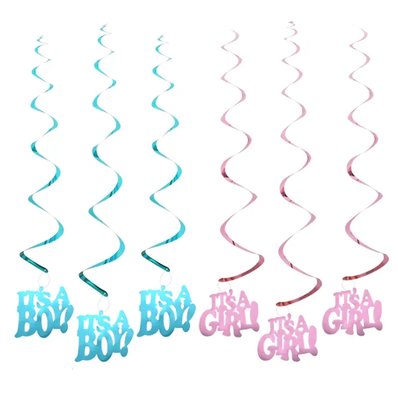 

Its a Boy Its a girl Ceiling Swirl DIY Hanging Ornaments Baby Shower Decoration Favors Kids Birthday Party Supplies