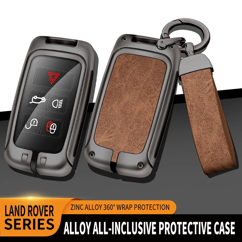 

Zinc Alloy+LeatherTPU Car Remote Key Bag For Land Rover Range Rover Evoque Freelander 2 Velar Discovery 4 For Jaguar XF XJ XE