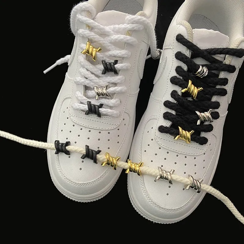 

Luxurious for AF1 AJ1 Metal Buckles Wire Thorn Knot Shoe Decorative Flower Sneakers Iron Ring Shoelaces Shoe Charms Accessories