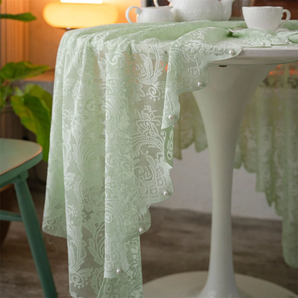 

Lace Table Cloth Retro Mesh Tablecloth White Rectangle Table Cover Wedding Party Decor Picnic Cloth Background Cloth