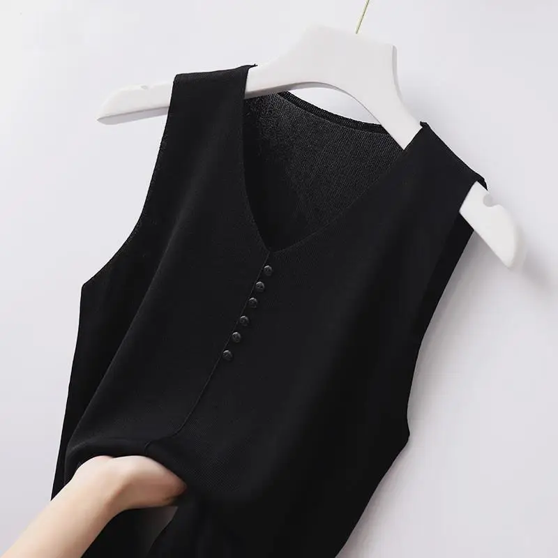 Women Lady Summer Camisole Vest Sexy Sleeveless T-shirt Casual Tops Cloth Student V-neck Camis Tank Top Cheap Clothes Black