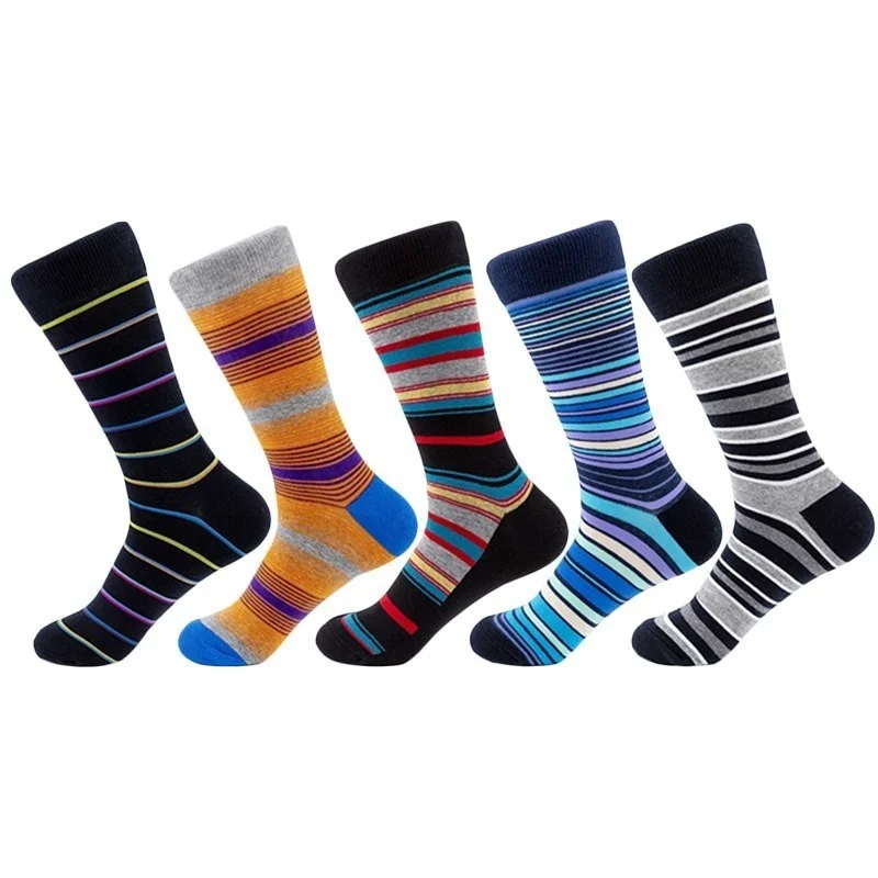 

Peonfly Colorful Classic Striped Printed Fashion Harajuku Combed Cotton Funny Men Happy Socks for Business