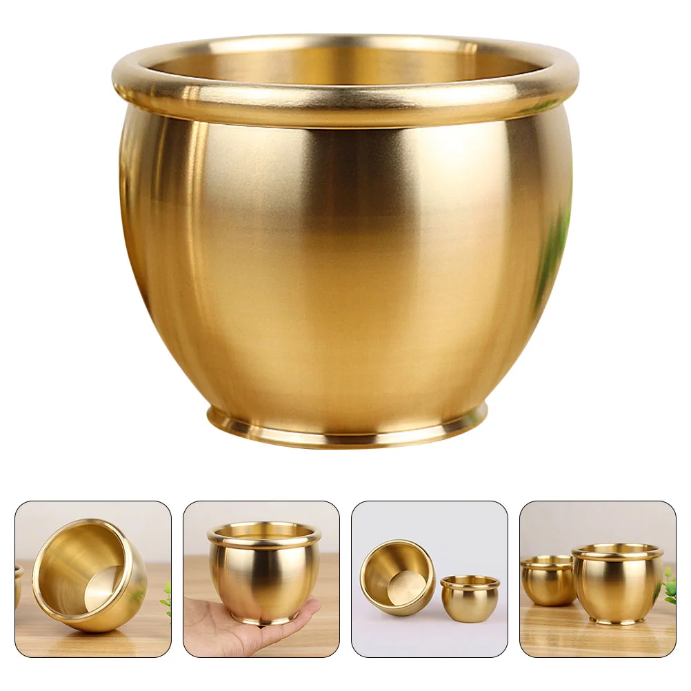 

Bowl Treasure Basin Brass Wealth Decor Offering Lucky Chinese Porsperity Attract Good Ornaments Gold Statue Stick Holder Burner