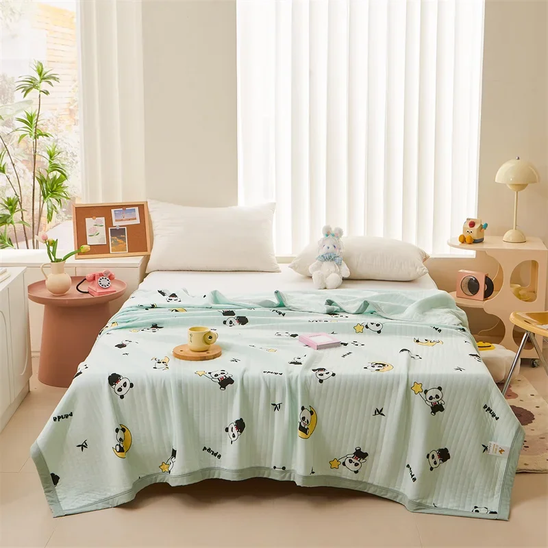 Летнее мягкое трикотажное одеяло с рисунком панды и Луны