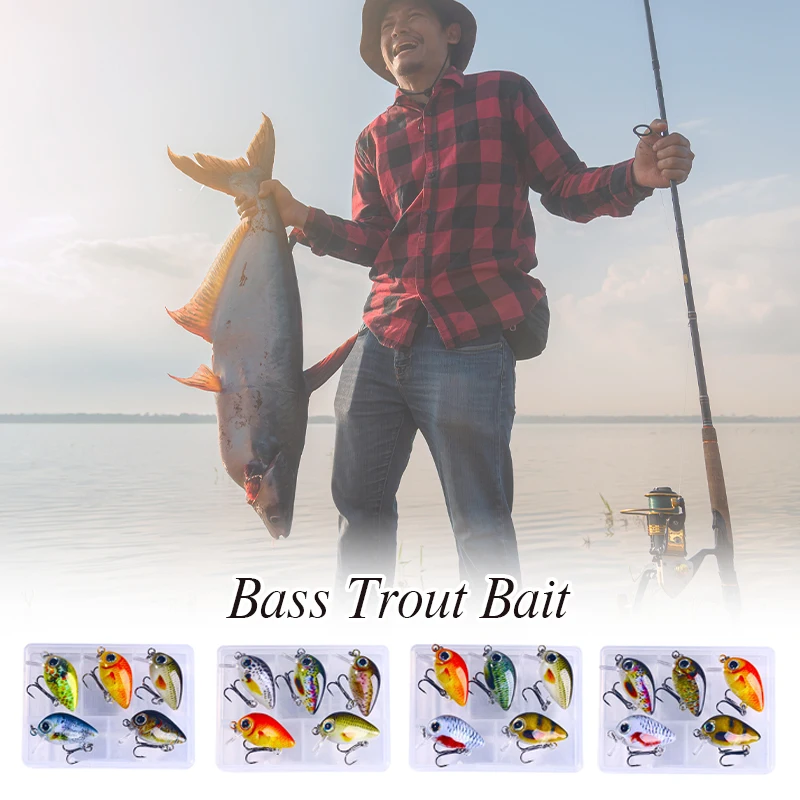 

5Pcs 1.5G 3Cm Mini Crankbait Kit Artificial Wobblers Hard Bait Bass Fishing Lure White Strip Bait Fishing Accessories