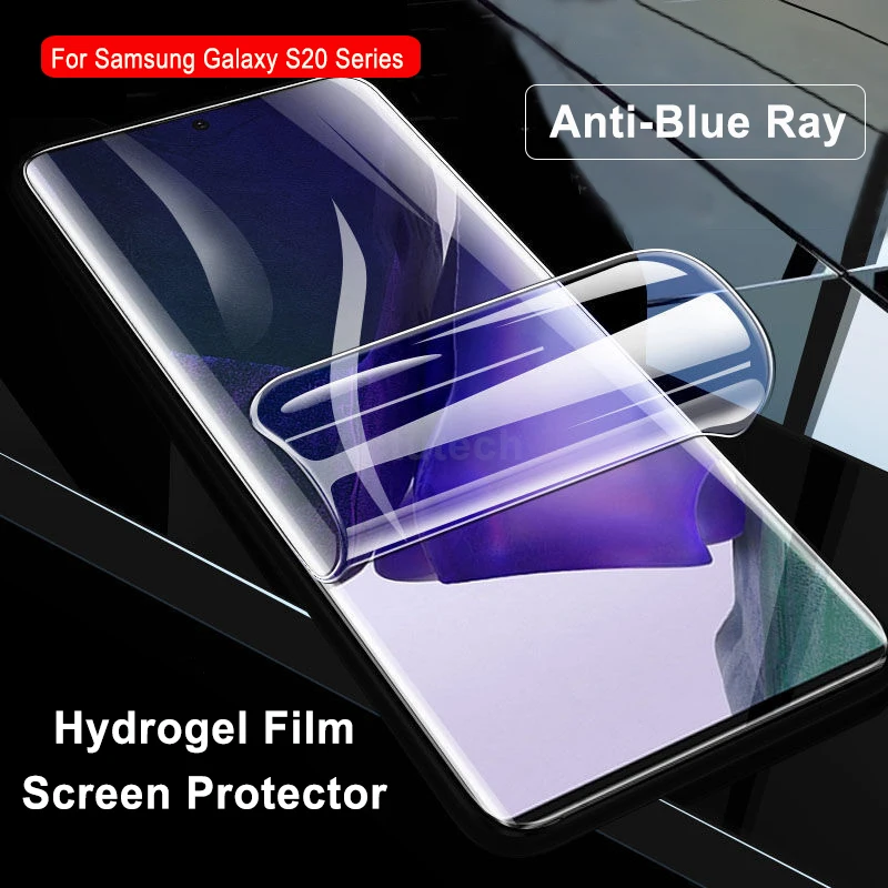 

Full Cover Hydrogel Film Screen Protector For Samsung Galaxy S20 Ultra Protective Film On S20UW 5G Purple Blue Light Not Glass