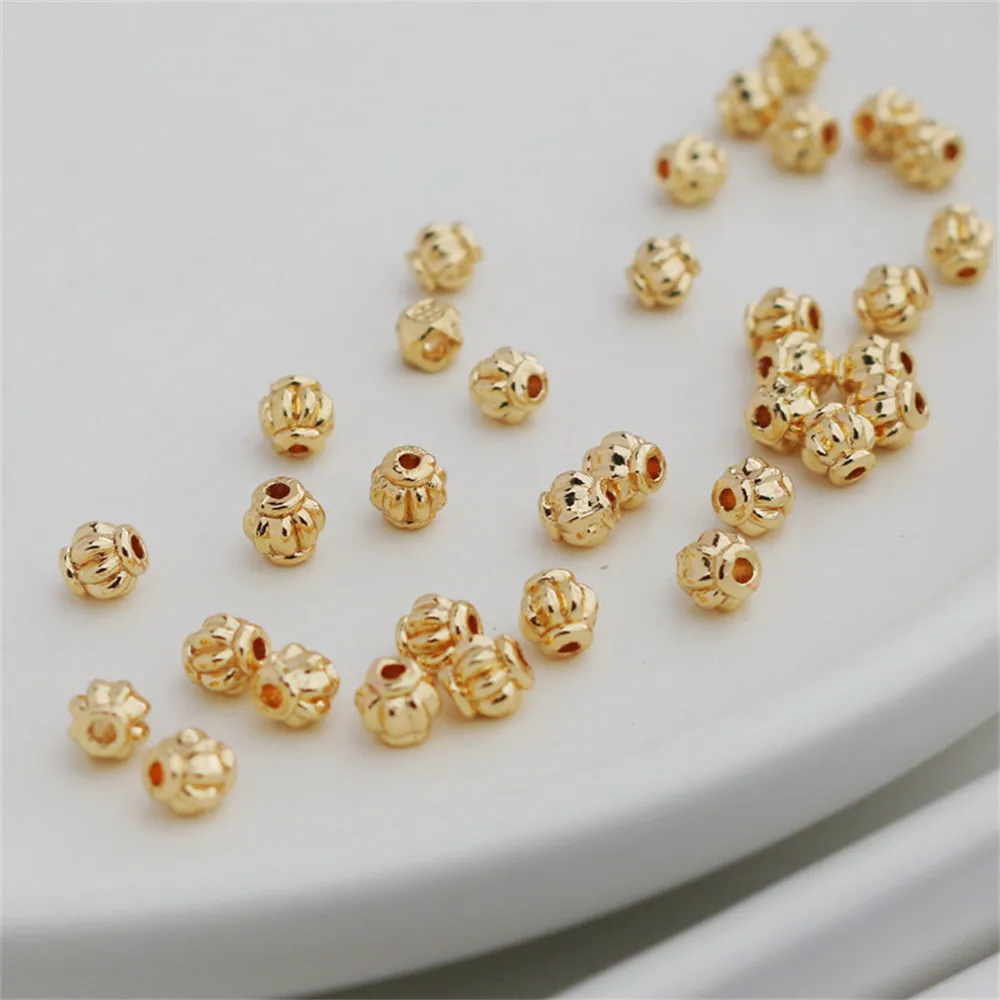

50pcs 4mm Cage Beads 14K Gold Plated Spacer Beads for DIY Jewelry Making Components Bracelets Accessories