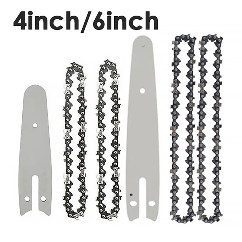 Электрическая цепная направляющая для бензопилы, диск с лезвиями 4/6 дюймов, острые садовые инструменты, запчасти для пилы, аксессуары, стальной мини-цепной пильный набор