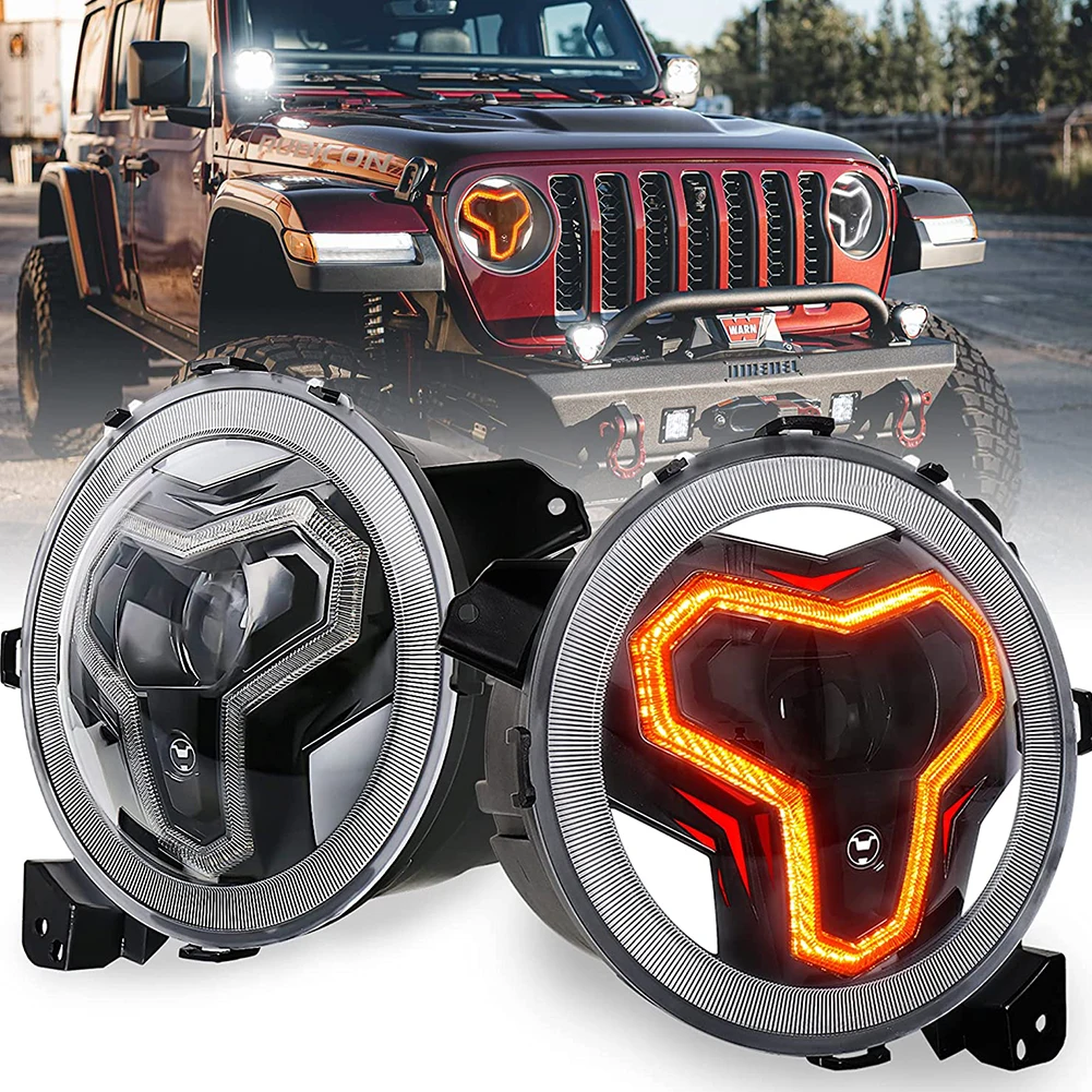 

С белым DRL, янтарным поворотным сигналом 9 '', головсветильник свет s, приветсветильник свет, дальний и ближний свет, светодиодные лампы, 1 комп...