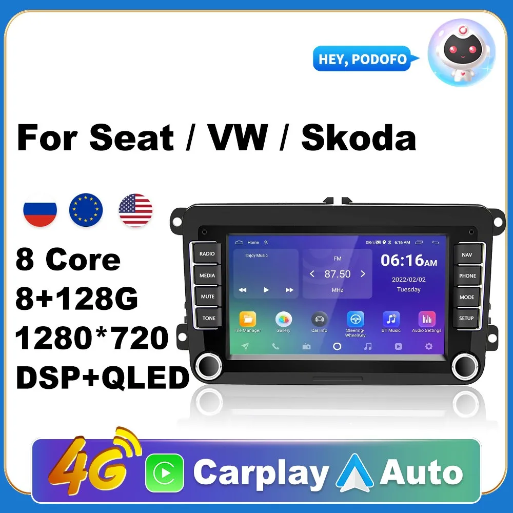 

Android Car Radio GPS 4G DSP Carplay For VW/Volkswagen Skoda Octavia Golf 5 6 Touran Passat B6 Polo Jetta Fabia