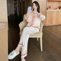 new womens pajamas lively lovely comfortable long sleeved suit nightwear cardigan home clothes lady sleepwear nightgown