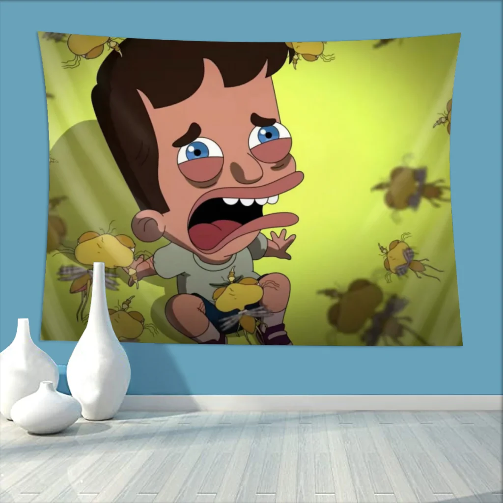 

Nick Home Tapestry Big Mouth Steve Anime Background Hanging Blanket Living Room Arts Decor Ornaments Gobelin