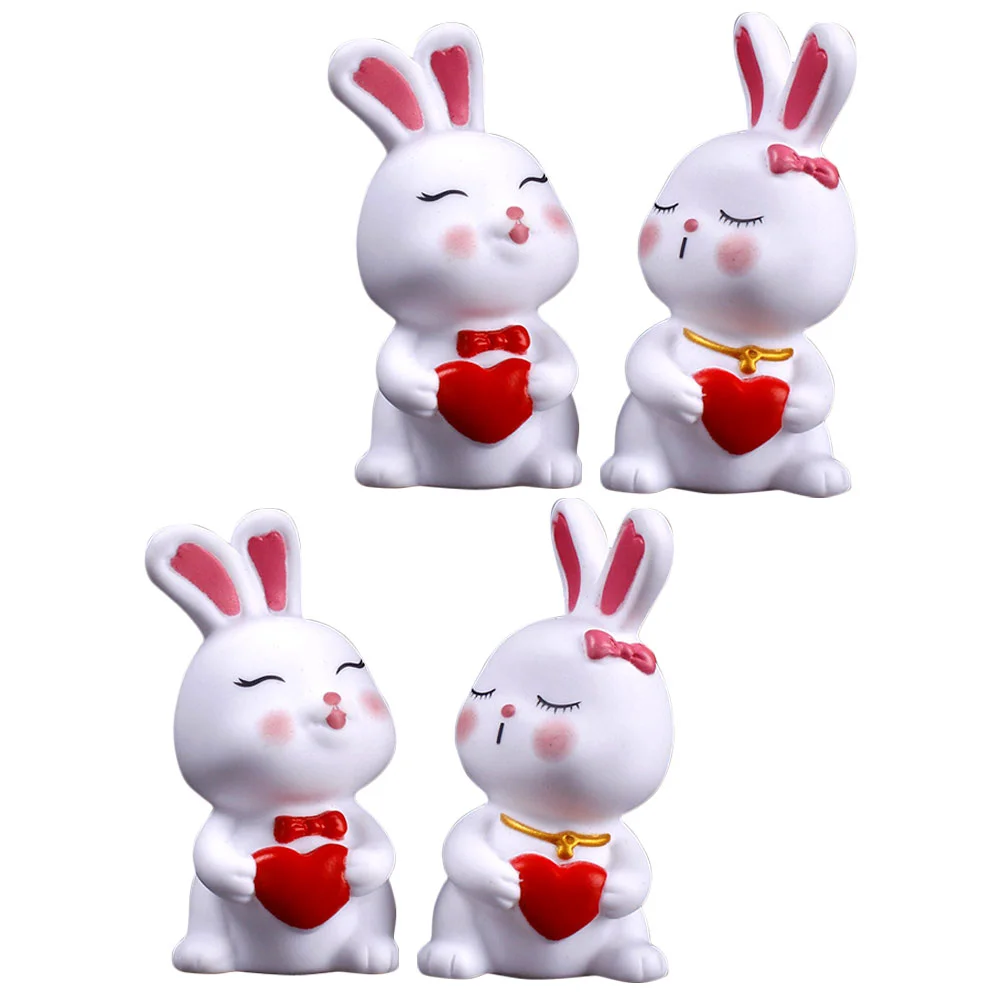 

4Pcs Decorative Table Decor Rabbit Figurine Decors Rabbit Figurine Statue Rabbit Decorations for Cake