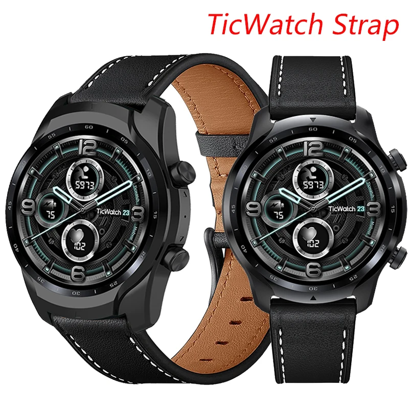 

Genuine Leather Watchband For Ticwatch Pro 3/3 GPS Smart Watch Strap Bracelets For Ticwatch Pro 2020 2021 S2 E2 Belt Wrist Band