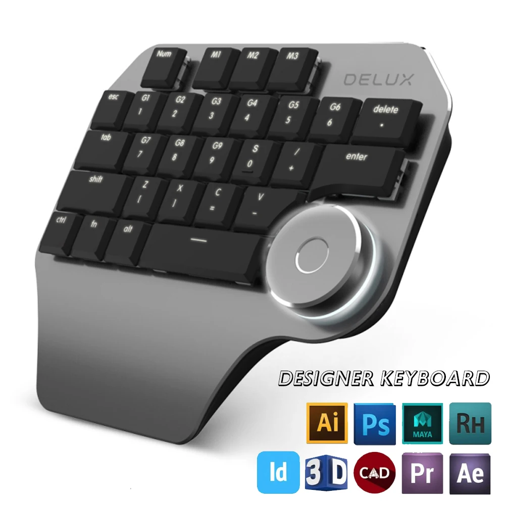 

Designer Mechanical Keyboard Artist Edit Fingerboard Surface Dial Shortcut Keys For Gaming Draw Pen Tablet Display CAD Photoshop
