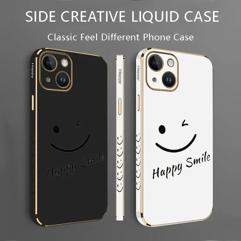 Keep Smiling Luxury Plating Phone Case For iPhone 14 13 12 11 Plus Pro Max Mini X XR XS SE2020 8 7 6 6S Plus Cover