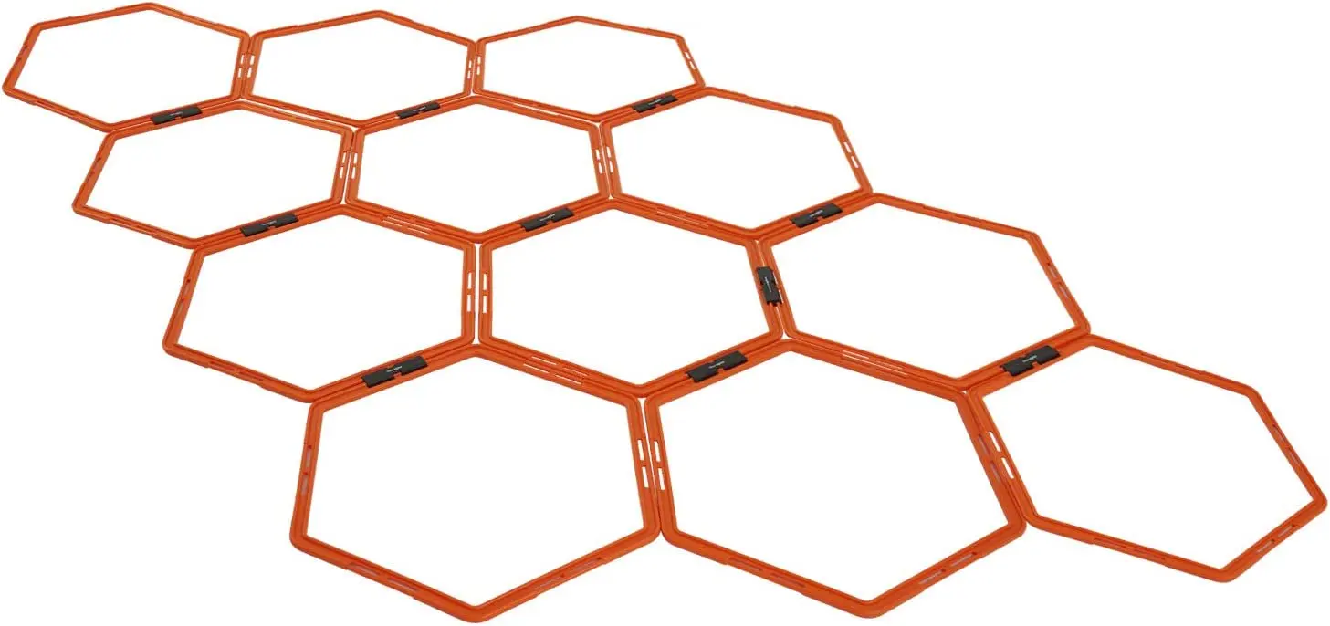 

Hexagon Agility Rings With Carrying Bag, 12 Rings, Orange