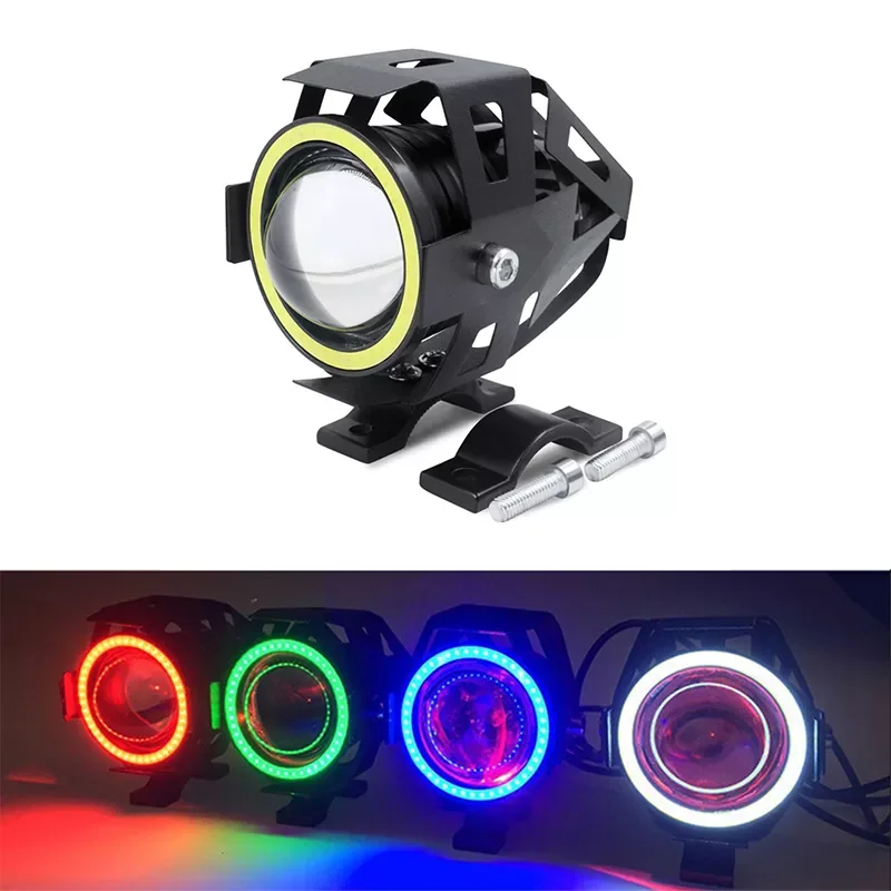 

NEW2023 125W U7 Motorcycle Headlight Angel Eye Devil 12V 3000LM motorbike bike spotlight LED Driving Fog Spot Lamp Decorative Ac