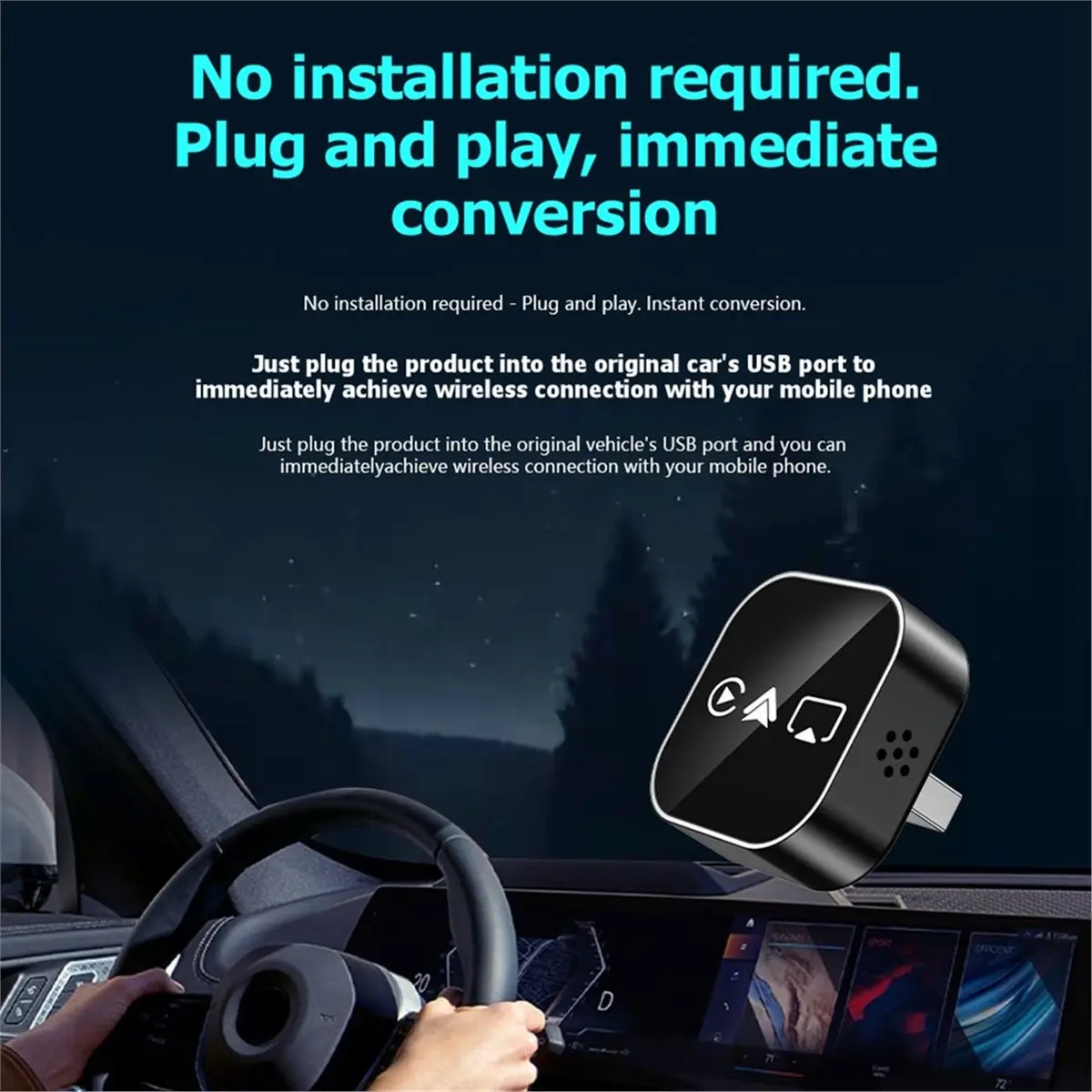 Фото Смарт-бокс Salego Upgrade 4-в-1: адаптер CarPlay/Android Auto/AirPlay/Miracast/Mirror Link с ИИ, USB, Plug and Play, автоматическое подключение, версия C №2