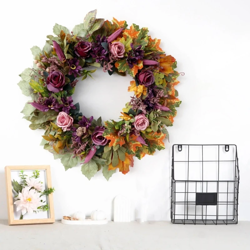 Искусственный венок из роз 21 65 дюйма реалистичный дизайн водостойкий для входной