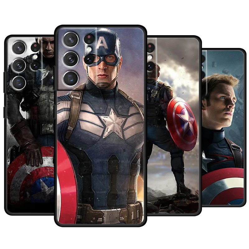 

Marvel Captain America For Samsung Galaxy S22 S21 S20 Ultra Plus Pro S10 S9 S8 S7 4G 5G Soft TPU Black Phone Case Capa Cover