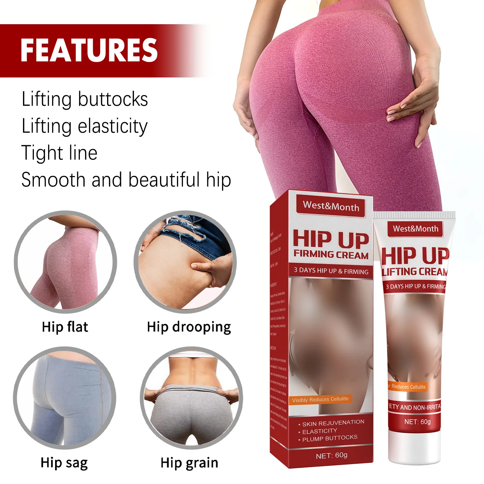 

Hip Care Cream Plump Firming Increase Curve Beautiful Buttocks Buttocks Massage Moisturizing Hip Lifting Cream