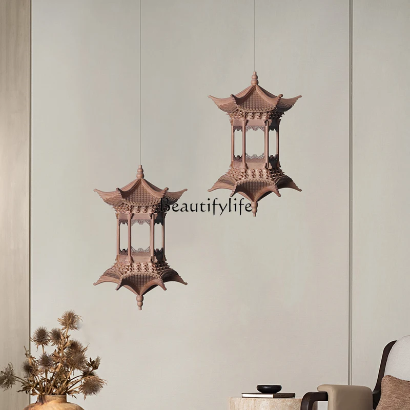 Шестиугольный павильон китайский дзен имитация цельного дерева древняя модель