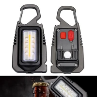 mini led flashlight portable usb charging for outdoor bottle opener powerful key ring flashlight work light for hiking