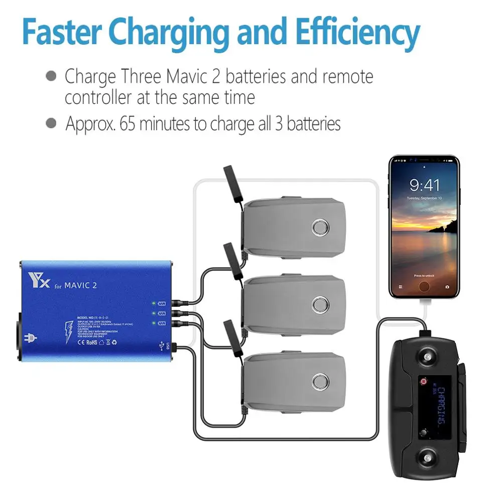 Зарядное устройство 5 в 1 для DJI Mavic 2 Pro Zoom Drone