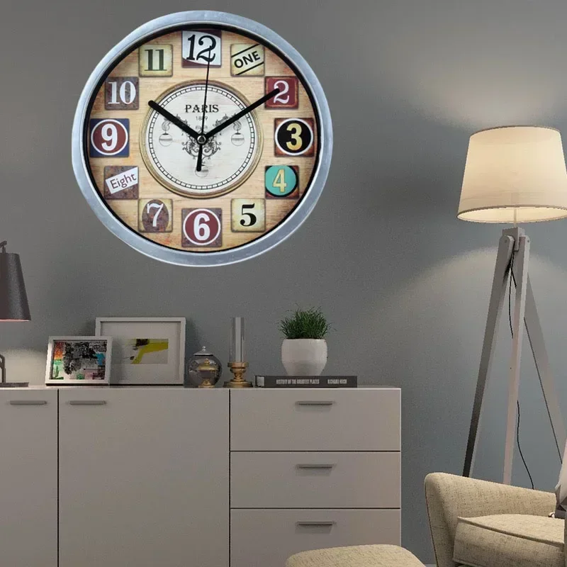 Круглые Настенные часы в стиле ретро Креативные украшения на стену с номерным