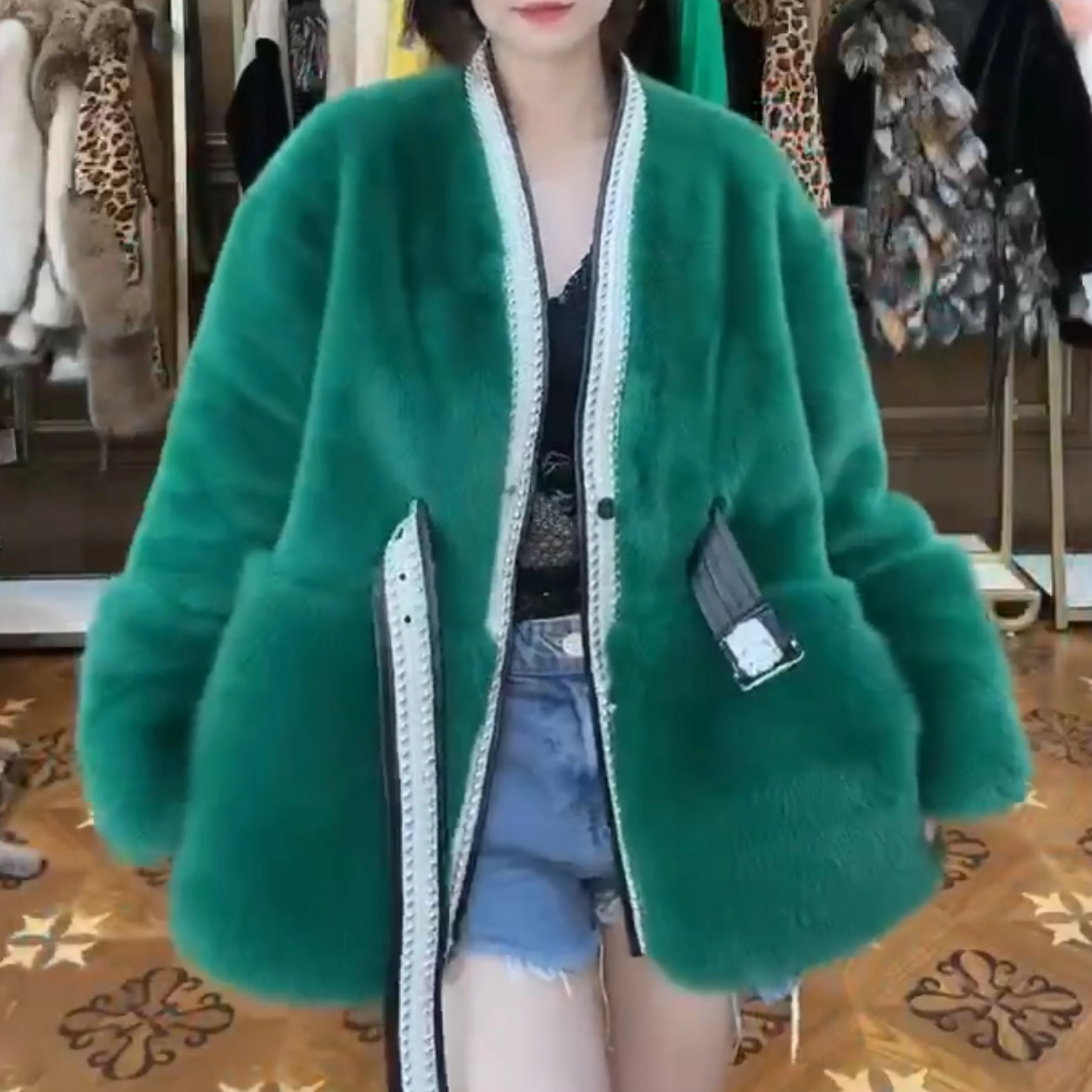 European Long-Sleeved Fur Coat Women Fashion Toka Double Face Wool Leather Warm Casual All-Match Graceful Fur Jacket 2022 Winter