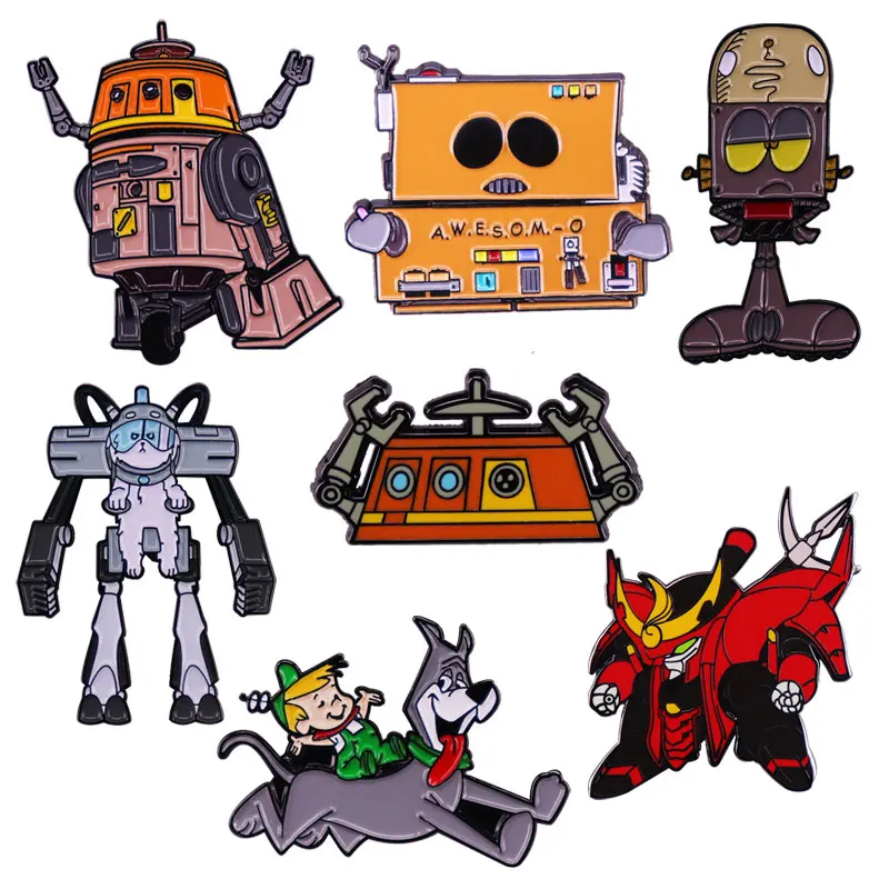 

Pretty Robot Cartoon Anime Brooches High Quality Metal Enamel Badge Collection Hoodie Backpack Hat Decorative Pin Accessories
