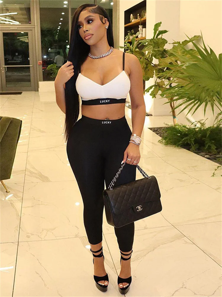 

Balogun Summer Fashion Casual Sexy Two Piece Set Women 2022 Corp Top Long Pant Outfits 2 Piece Sets Womens Outfits Matching Sets