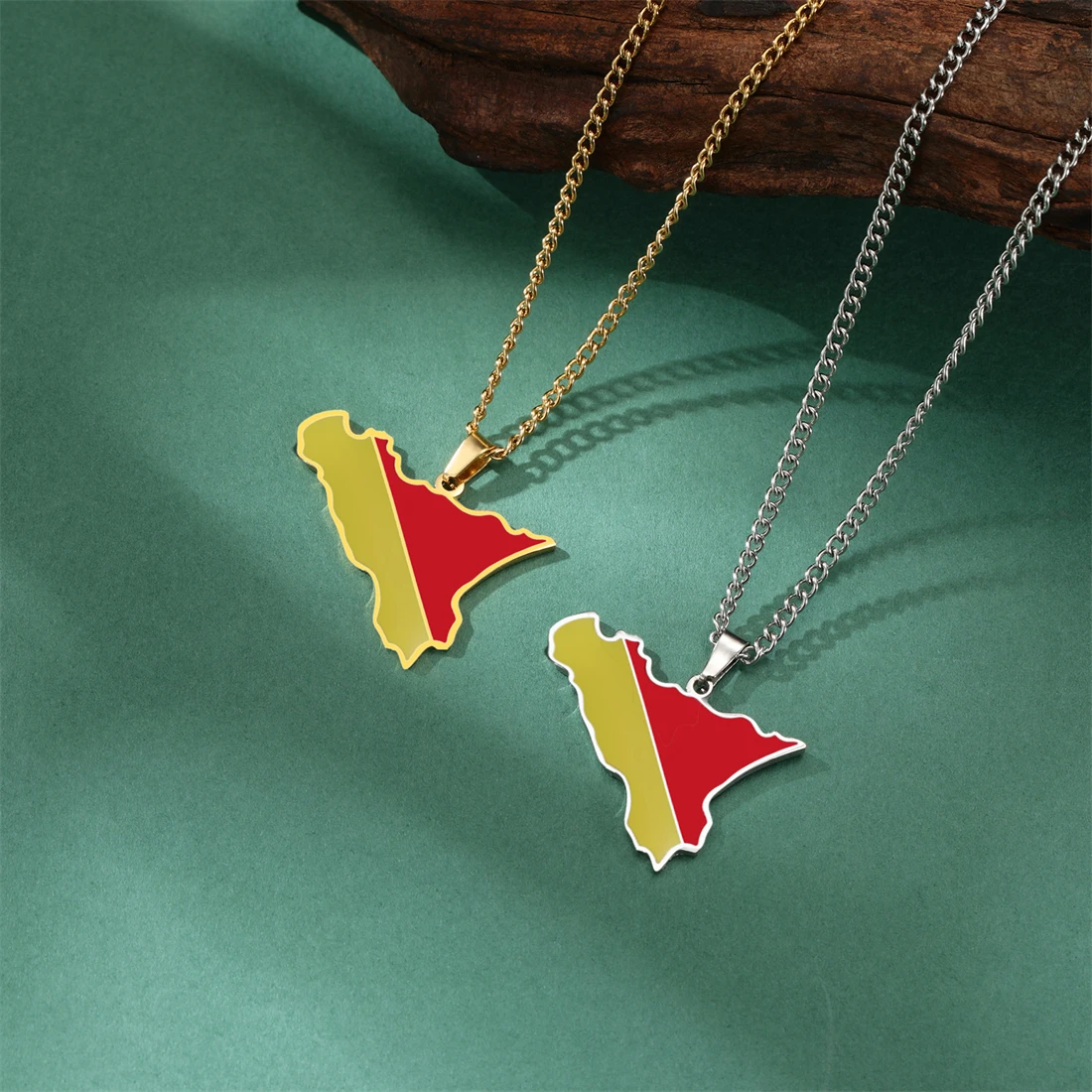 EUEAVAN капельное масло Италия Sicily карта кулон ожерелья из нержавеющей стали