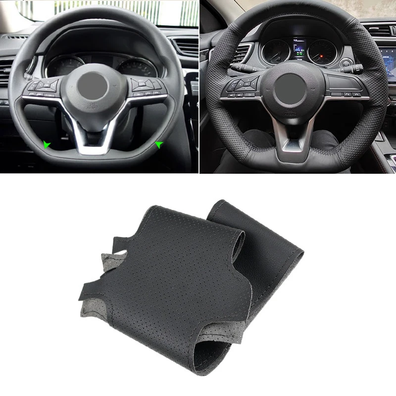 For Nissan Qashqai X-Trail Leaf Micra Rogue (Sport) 2018-2020 Altima 2019 2020 Car Steering Wheel Cover Black Perforated Leather For Nissan Qashqai X-Trail Leaf Micra Rogue (Sport) 2018-2020 Altima 2019 2020 Car Steering Wheel Cover Black Perforated Leather