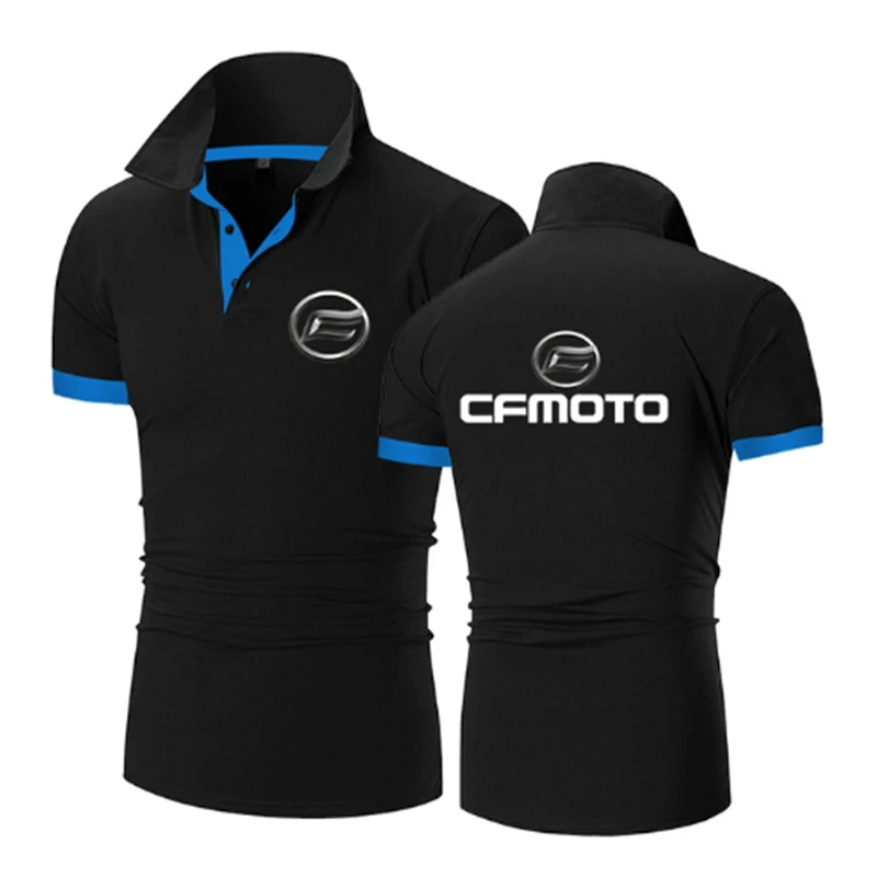 

Новинка 2022, однотонная мужская футболка Cfmoto с принтом логотипа на заказ, с отложным воротником и коротким рукавом, облегающая Мужская футболка-поло, Повседневная трендовая футболка