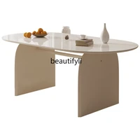 yj nordic style design household dining table simple solid wood workbench rectangular desk oval conference long table
