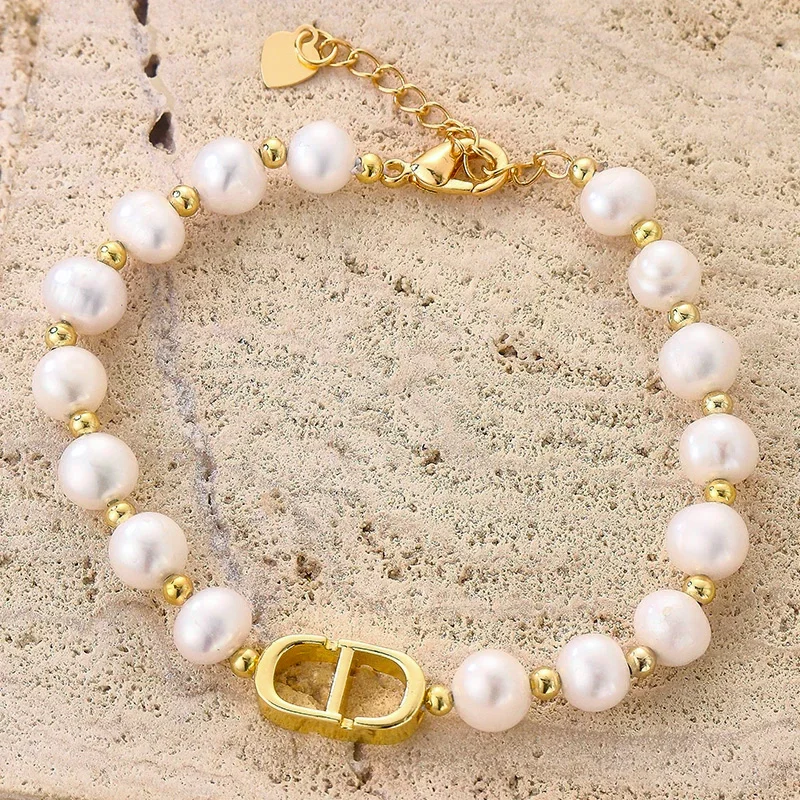 

CauuevKorea Hot Selling Fashion Jewelry Simple White Natural Freshwater Pearl Bracelet Women's Daily Wild Bracelet