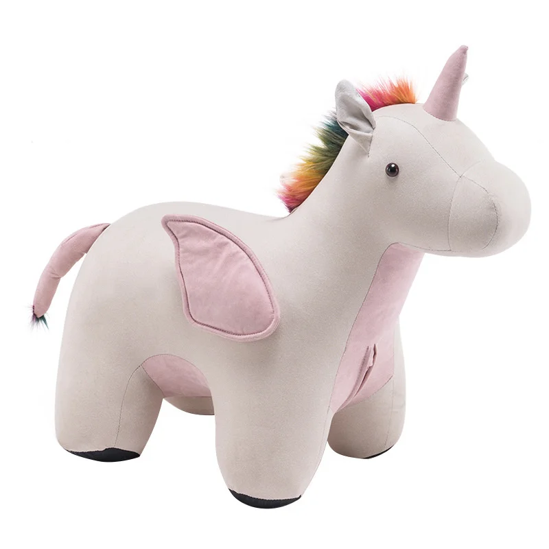 

OTAUTAU cute unicorn shoe stool Ottoman bench Cartoon animals footstool designer Stepping footstool seating furniture for