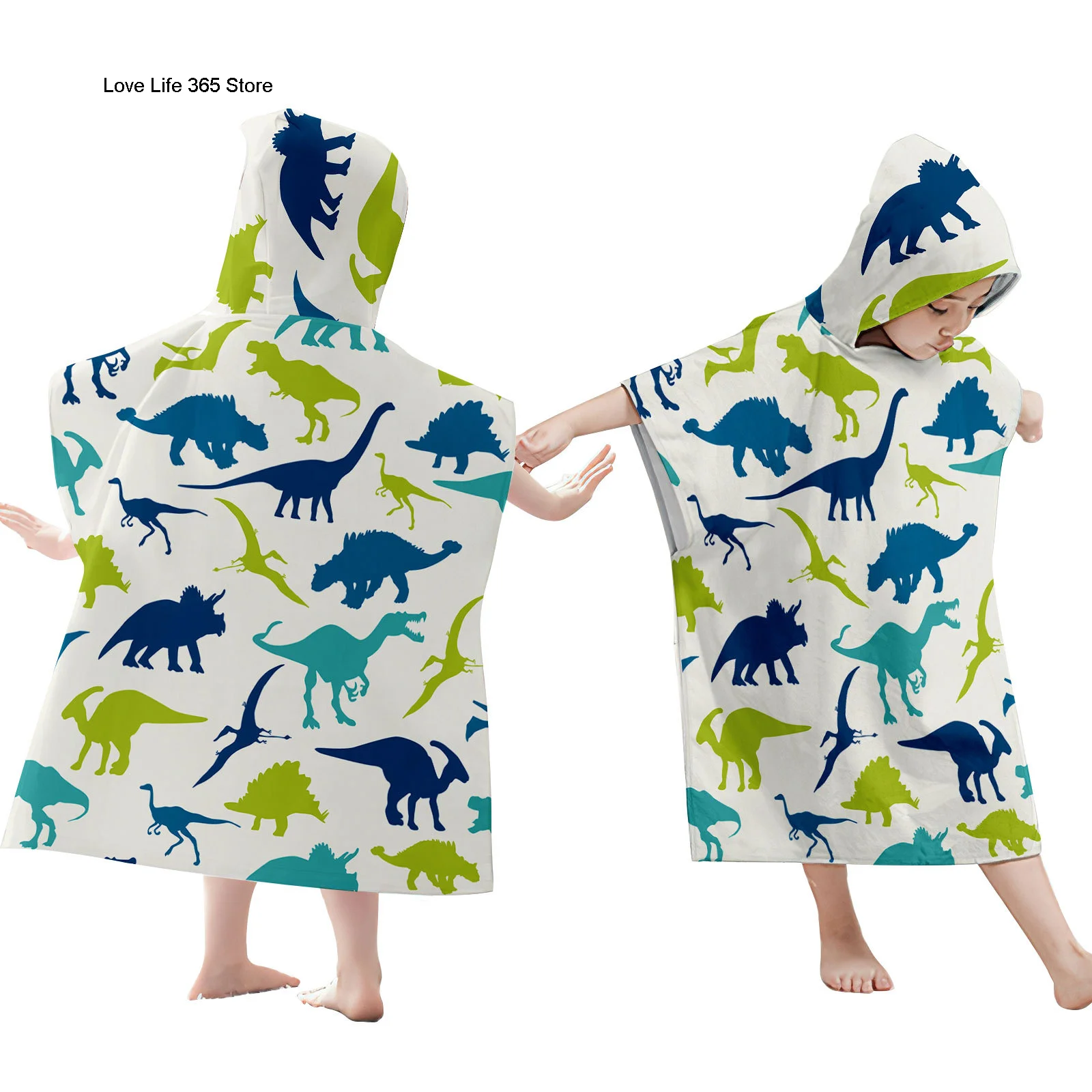 

Cute Dinosaur Microfiber Quick Dry Hooded Bath Beach Towel Swimming Changing BathRobe Beach Play Surf Cloak Adult Child