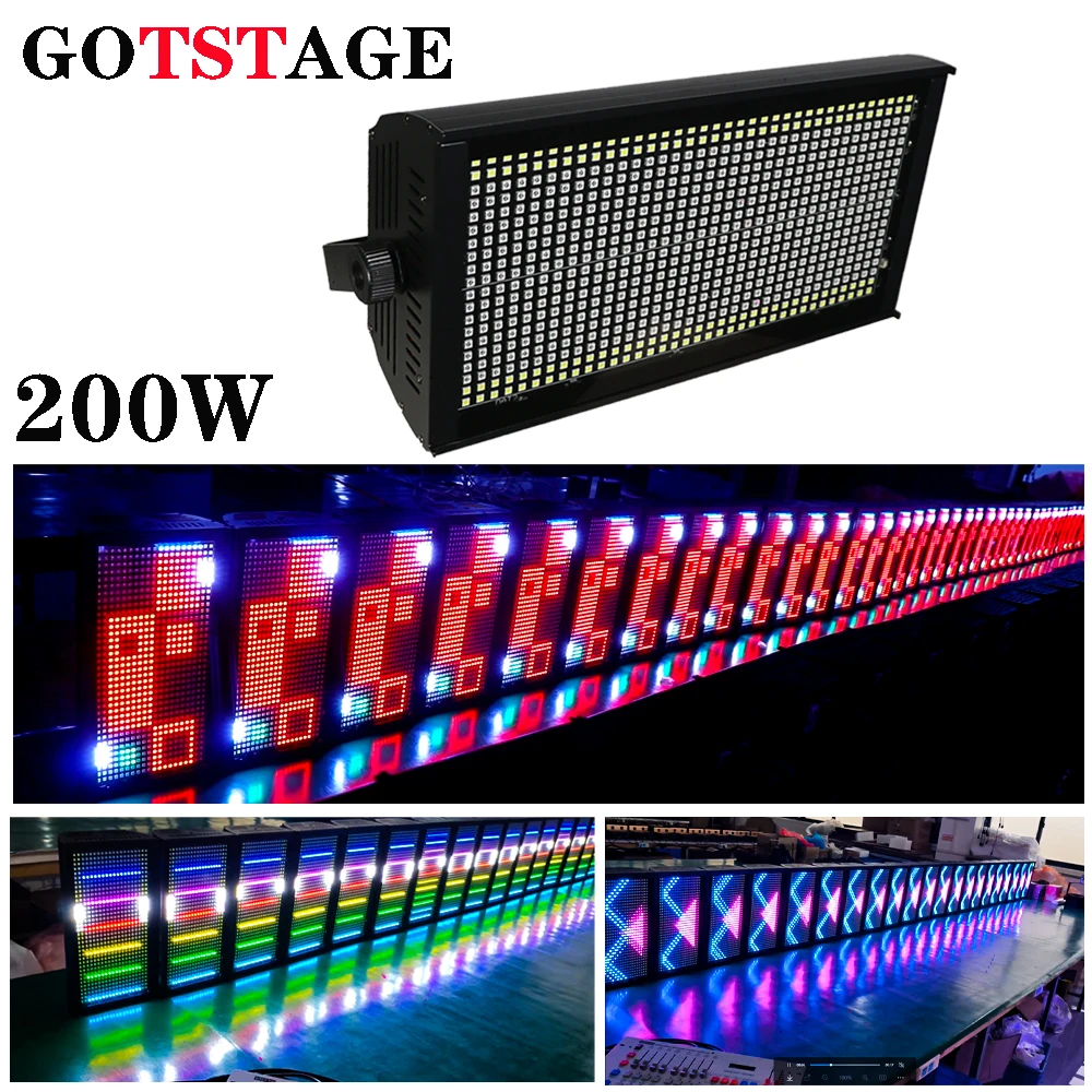 Фото 1/4 шт. 200 Вт 576RGB + 144 белые светодиодные стробоскопы DMX супер яркий Uplight DMX512 Dj Disco Wash Bar вечерние сценические эффекты освещения №1
